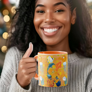 Reef Corals (Orange för räddningskoraller för fisk Mugg