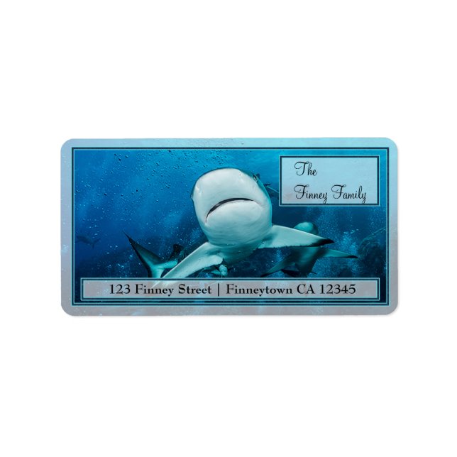 Reef Shark on Underbar Barrier Reef Address Label Adressetikett (Framsidan)
