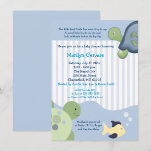 Reef Turtle (4x6) Boy Baby Shower-inbjudan Inbjudningar
