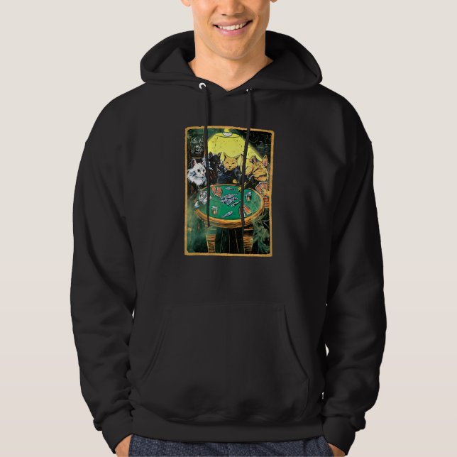 Reefer Kitties Playing Poker   For Feline Poker Re Hoodie (Framsida)