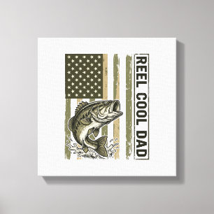 Reel Cool Dad Bass Fiske Flagga Vektor Design_1 Canvastryck