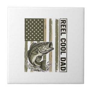 Reel Cool Dad Bass Fiske Flagga Vektor Design_1 Kakelplatta