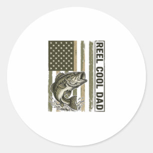 Reel Cool Dad Bass Fiske Flagga Vektor Design_1 Runt Klistermärke