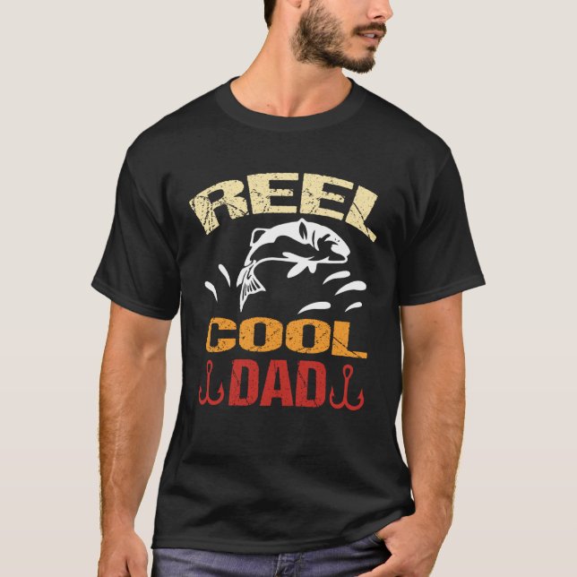 Reel Cool Dad Dead Fishing Walking Dog Wet Fly Beg T Shirt (Framsida)