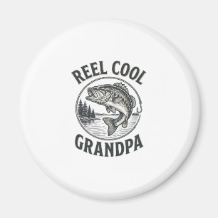 Reel Cool Farfar Vintage Fiske Bas Skorta Desig Magnet