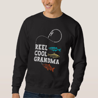 Reel Cool Grandma Fishing Fisherman Funny Gag Vint Lång Ärmad Tröja