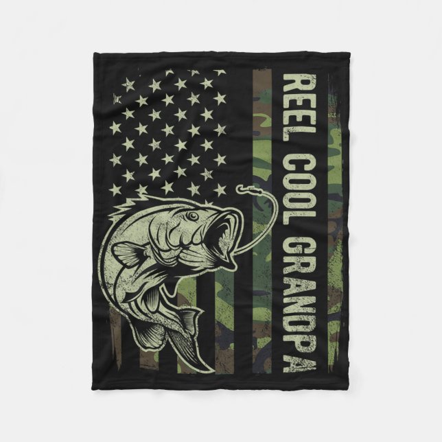 Reel Cool Grandpa Camouflage American Flag Fathers Fleecefilt (Framsidan)
