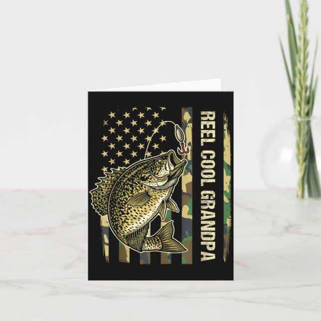 Reel Cool Grandpa Crape Fishing Camo American Flag Kort (Framsida)