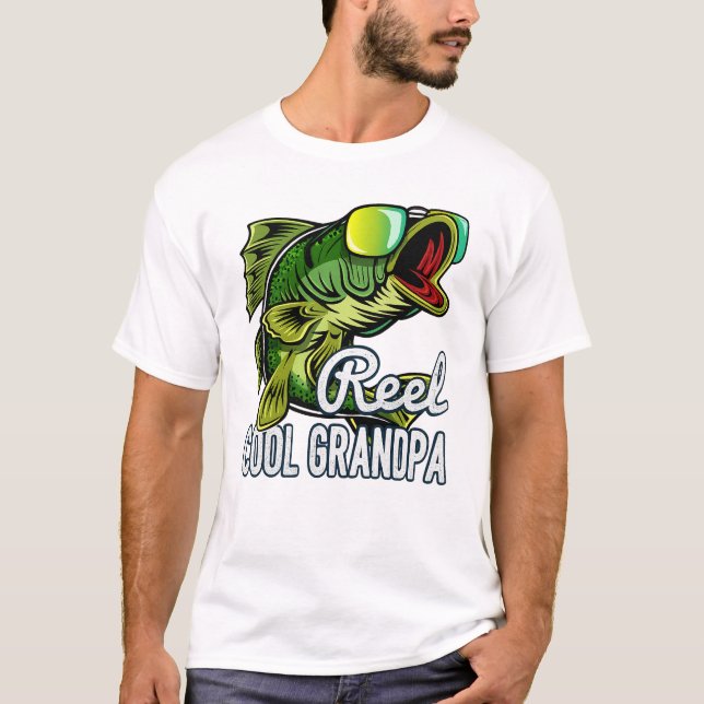 Reel Cool Grandpa Fishing T-Shirt – Funny Bass Fis (Framsida)