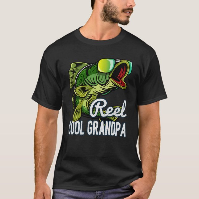 Reel Cool Grandpa Fishing T-Shirt – Funny Bass Fis (Framsida)