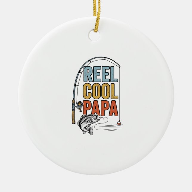 Reel Cool Papa Fisketräja Design_1 Julgransprydnad Keramik (Framsidan)