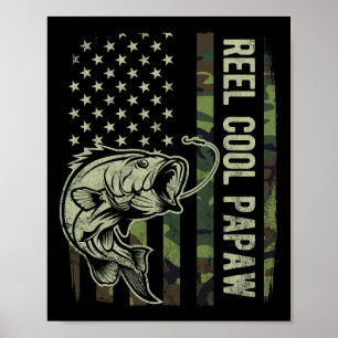 Reel Cool Papaw Kamouflage Amerikansk Flagga Fars Poster