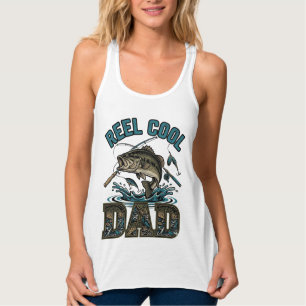 Reel Cool Pappa Bassfiske Vintage Vektor Design_1 Linne Med Racerback