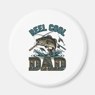 Reel Cool Pappa Bassfiske Vintage Vektor Design_1 Magnet