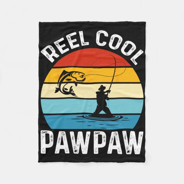 Reel Cool Pawpaw Fishing Fisherman Funny Retro Paw Fleecefilt (Framsidan)