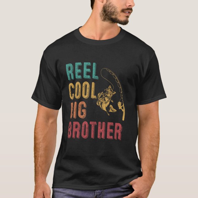 Reel Coola Big Brother Funny Matching Family Fishi T Shirt (Framsida)