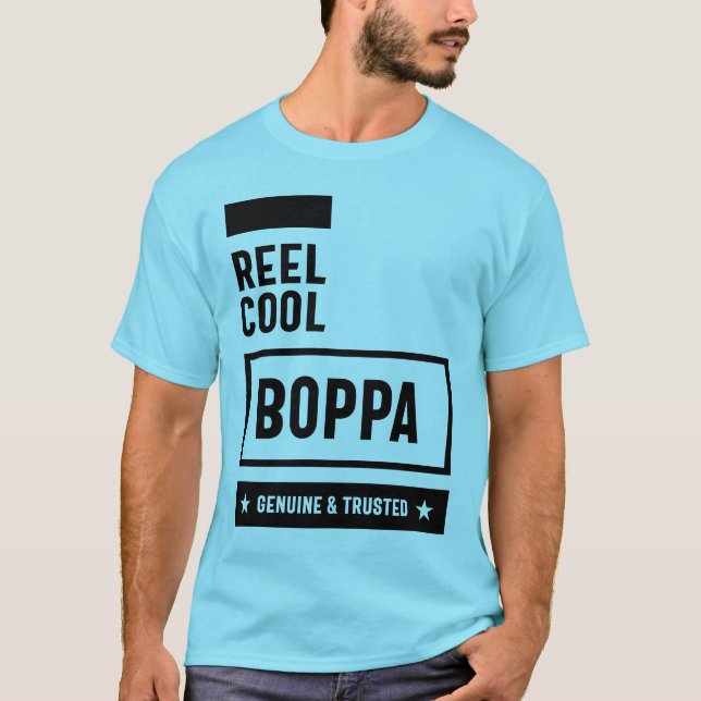 Reel Coola Boppa Grandpa Fars dag Gift T Shirt (Framsida)