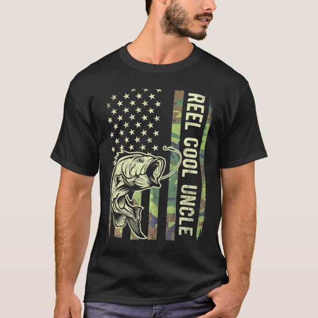 Reel Coola farbror Camouflage American Flagga Funn T Shirt (Framsida)