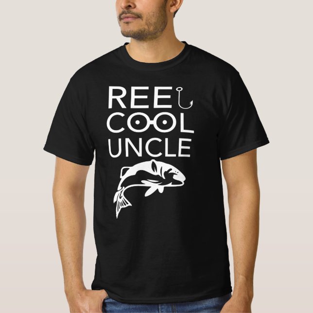 Reel Coola Farbror - Fiskebror Steg-Pappa Far T Shirt (Framsida)