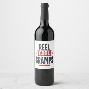 Reel Coola Gramps Far Grandpa Gift Vinflaska Etikett