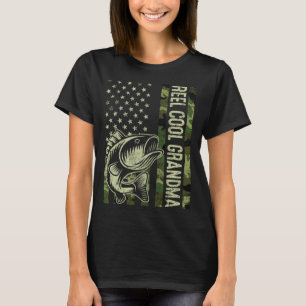 Reel Coola Grandma Camouflage American Flagga Fish T Shirt