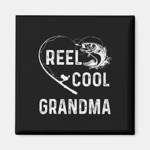 Reel Coola Grandma Retro Fishing Älskare for Mammo Magnet