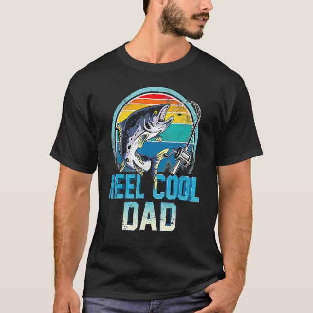 Reel Coola Pappa Bass Fish Fisherman pappa Fishing T Shirt (Framsida)