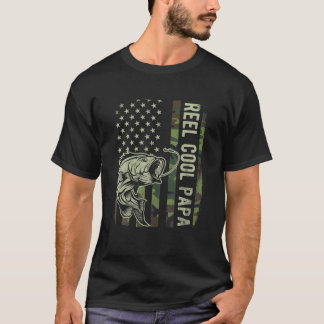 Reel Coola Pappa Camouflage American Flagga Da T Shirt