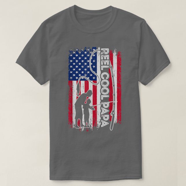 Reel Coola PAPPA Fish American Flagga Fisherman PA T Shirt (Design framsida)