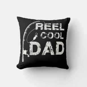 Reel Coola Pappa Fishing Paper Fars dag Gift Kudde