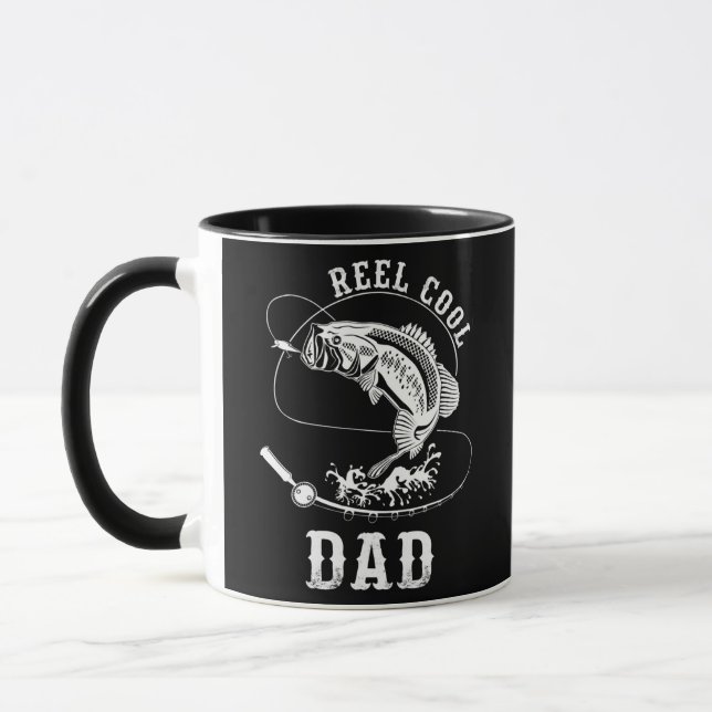 Reel Coola Pappa Fishing Paper Fars dag Gift  Mugg (Vänster)