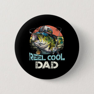 Reel Coola Pappa Fishing Vintage Retro Fars dag Knapp