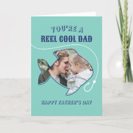Reel Coola Pappa Fiske efter Pun Humor Funny Fars  Helgkort