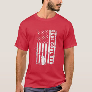 Reel Coola Pappa Flygfiske Pappa 4 juli USA flagga T Shirt