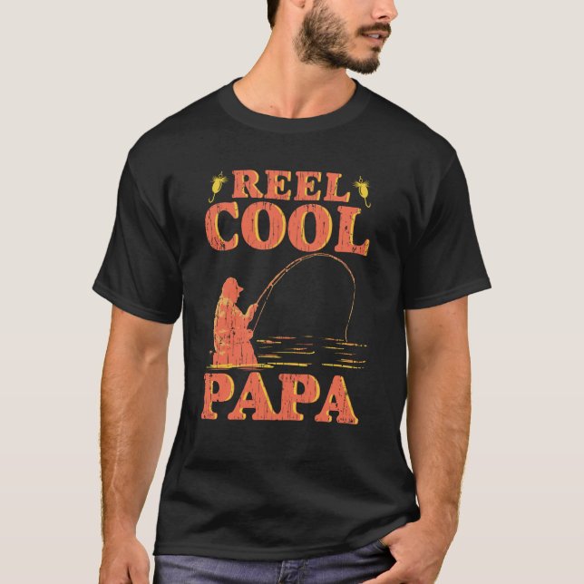 Reel Coola Pappa Funny Fishing Fars dag T Shirt (Framsida)