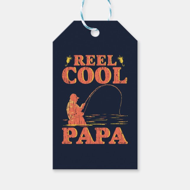 Reel Coola Pappa Funny Fishing Pappa Fars dag Presentetikett (Framsidan)