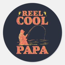 Reel Coola Pappa Funny Fishing Pappa Fars dag Runt Klistermärke