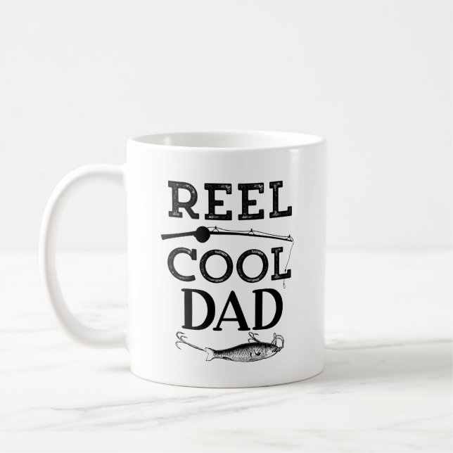 Reel Coola Pappa Funny Fishing Pun Far Manar Kaffemugg (Vänster)
