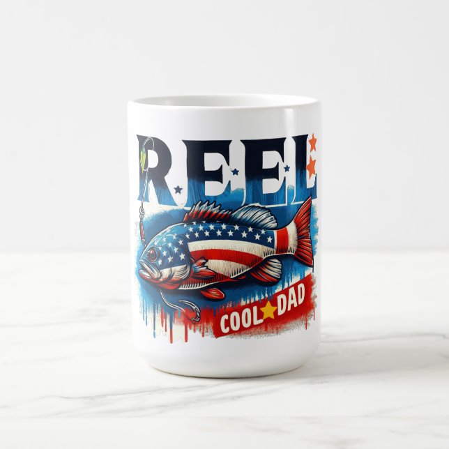 Reel Coola Pappa - Patriotic Fishing Stil Kaffemugg (Center)