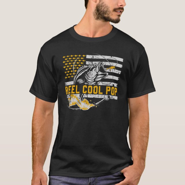 Reel Coola Pappa USA Flagga Fishing Fars dag Pappa T Shirt (Framsida)