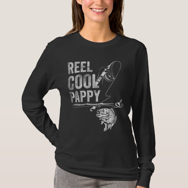 Reel Coola Pappy Fish Fishing Fars dag T Shirt (Framsida)