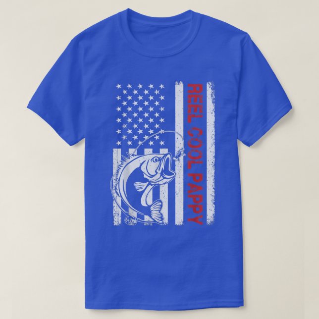 Reel Coola Pappy USA flagga Fishing Fars dag  T Shirt (Design framsida)