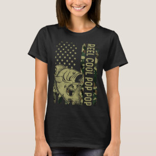 Reel Coola Pop Camouflage American Flagga Fishing T Shirt