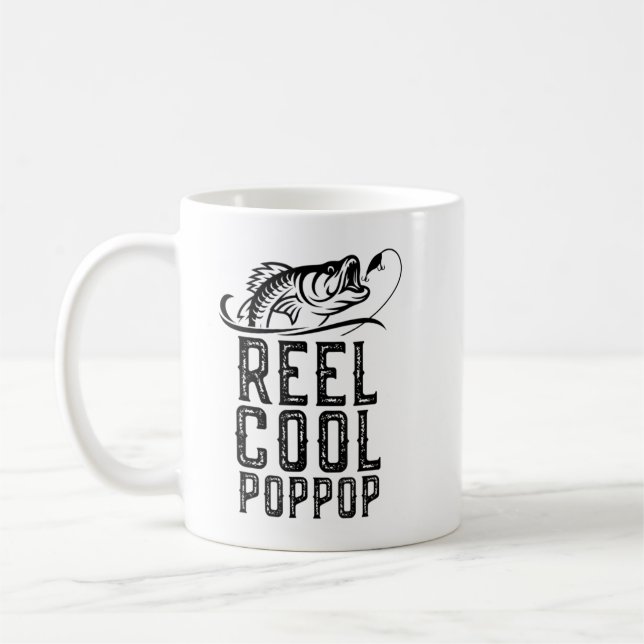Reel Coola Pop Fishing Funny Grandpa Pop T-S Kaffemugg (Vänster)