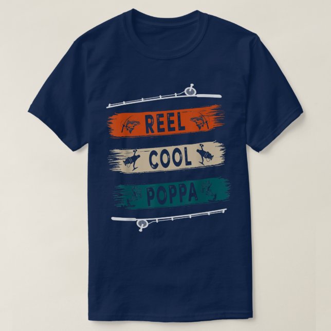 Reel Coola Poppa Fisherman Funny Fishing Tee (Design framsida)