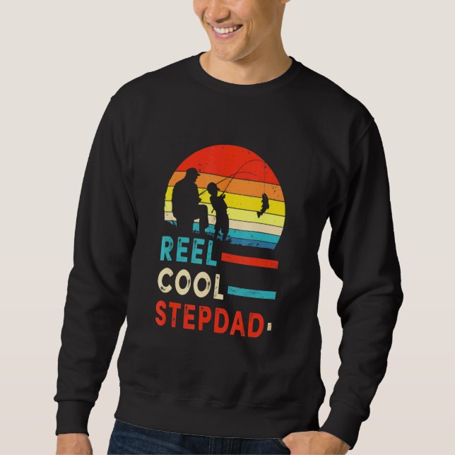 Reel Coola Stepdad Fars dag Fishing Pappa Lång Ärmad Tröja (Framsida)