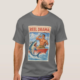 Reel Drama Shark Fisherman | Funny Retro Boating T Shirt