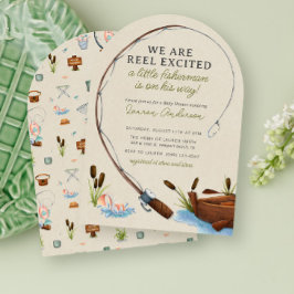 Reel Exced Fisherman Watercolor Baby Shower Inbjudningar