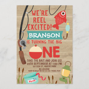 Reel Exception Fishing 1st Birthday bjudande Inbjudningar