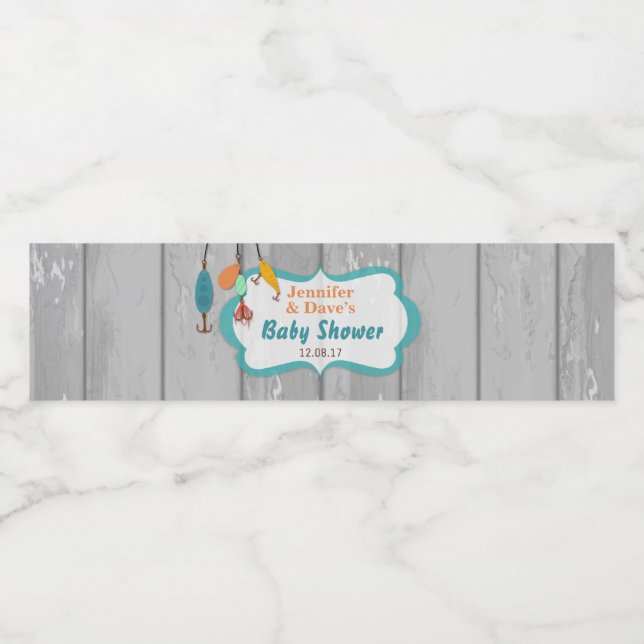 Reel Excise FishBaby Shower Flaska-etiketter Vattenflaskor Etikett (Singel etikett)